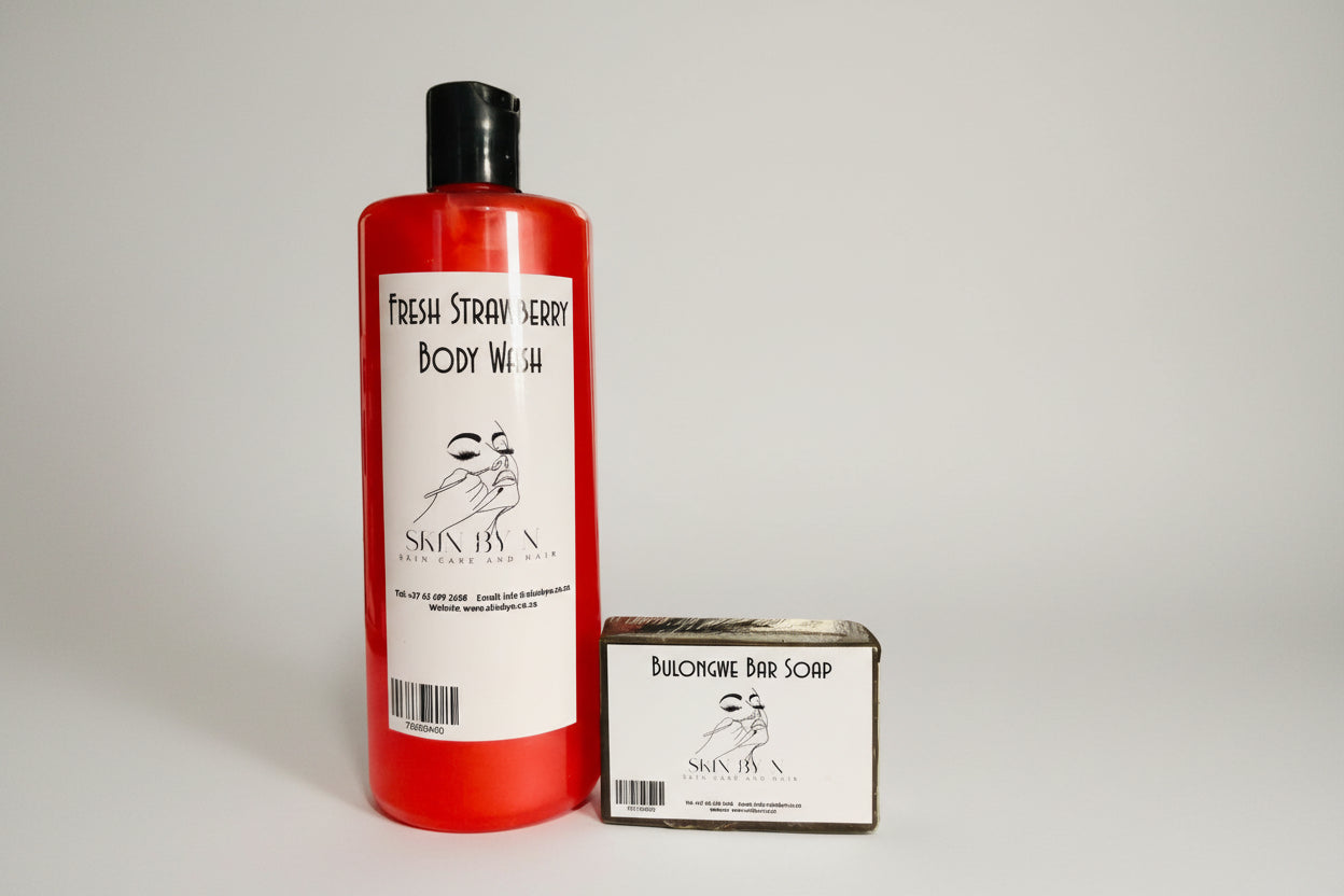 Fresh strawberry body wash  & African Bar Soap (Ubulongwe soup)